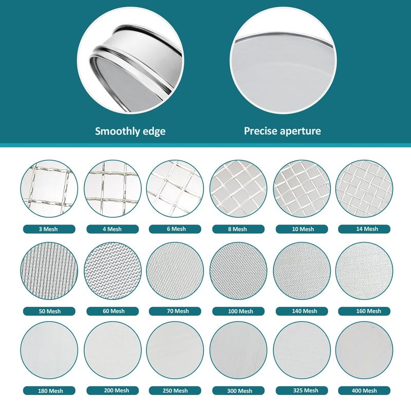 LVDALAB 304 Stainless Steel Lab Sieve Screen Mesh, 500 Mesh (0.03mm) Aperture Test Sieve, 15.75''(40cm) Diameter Economy Standard Analysis Sample Test Sieves for Industrial Laboratory Homes - Image 3